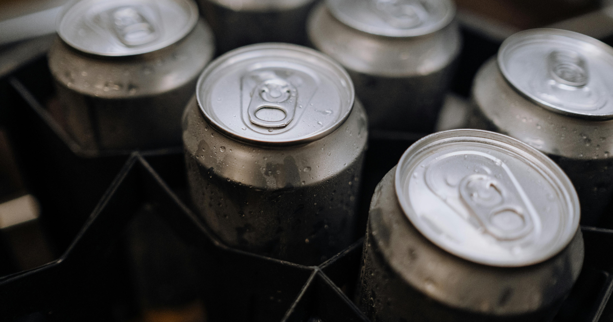 A six-pack of craft beer cans