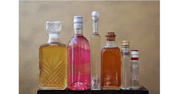 An arrangement of liquor bottles to showcase spirits packaging trends