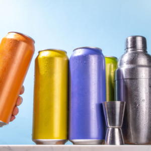 An arrangement of Ready-to-Drink (RTD) cocktail cans