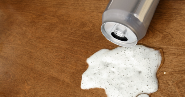 Spilled beverage from a can